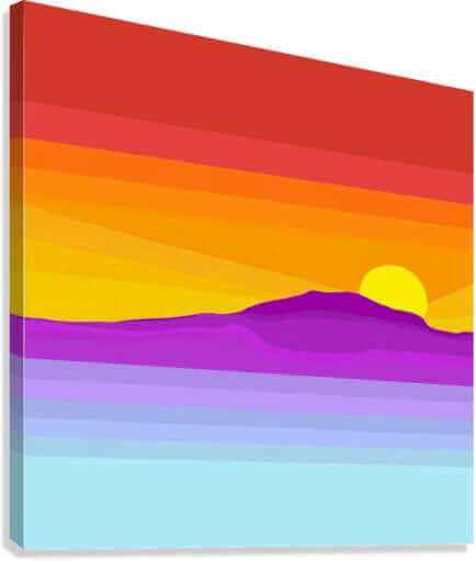 Boldly Graphic “Arizona Sunset” Desert Landscape Canvas Print Wall Art Side View