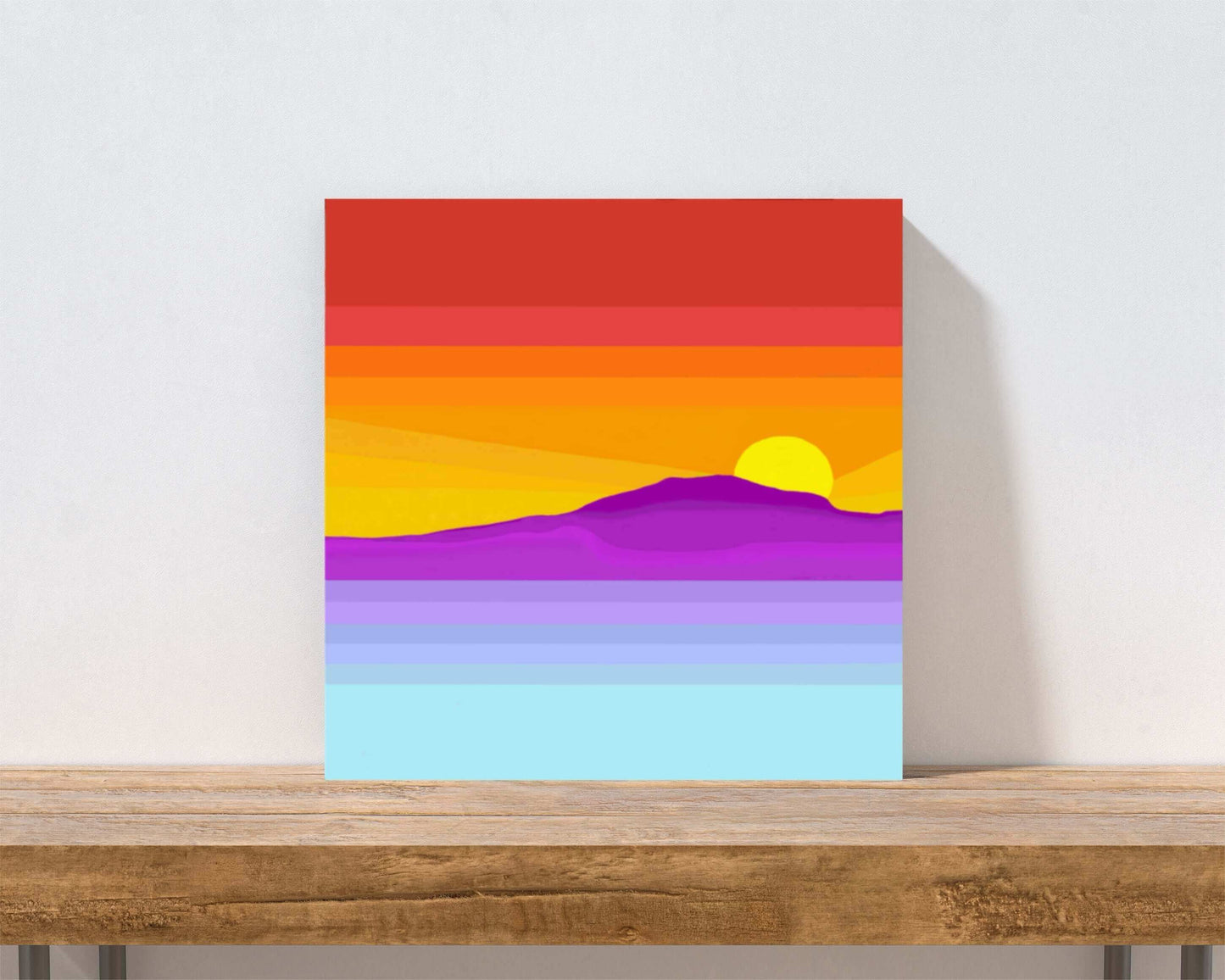 Boldly Graphic “Arizona Sunset” Desert Landscape Canvas Print Wall Art Small Canvas on Shelf