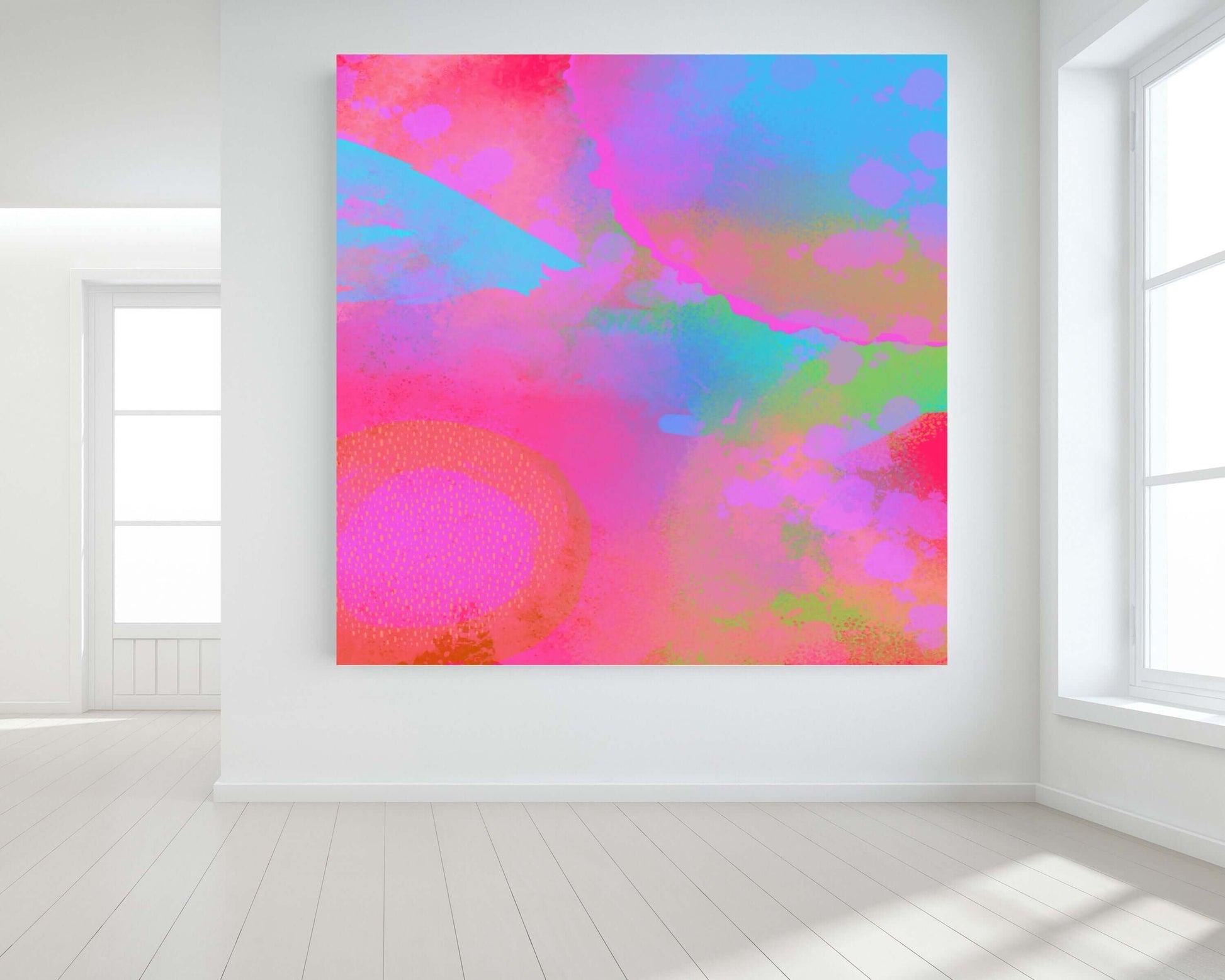 Hot Pink Intergalactic “Between Worlds” Abstract Art Canvas Print Wall Art Large Canvas on Wall