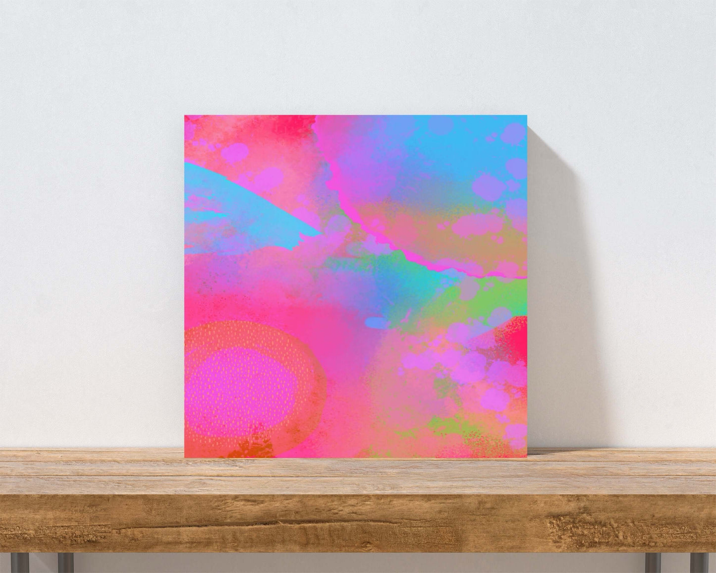 Hot Pink Intergalactic “Between Worlds” Abstract Art Canvas Print Wall Art Small Canvas on Shelf