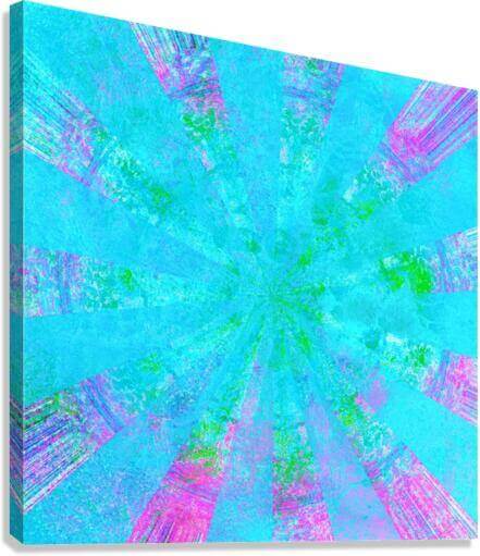 Turquoise Blue with Purple Radial “Blue Stingray” Abstract Art Canvas Print Wall Art Side View