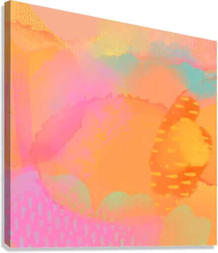 Bright Pastel Desert Hues of Orange, Yellow and Pink “Desert Delight” Abstract Art Canvas Print Wall Art Side View