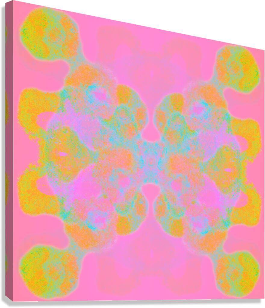 Rainbow Butterfly Shape with Pastel Colors on Pink Background “Double the Fun” Abstract Art Canvas Print Wall Art Side View