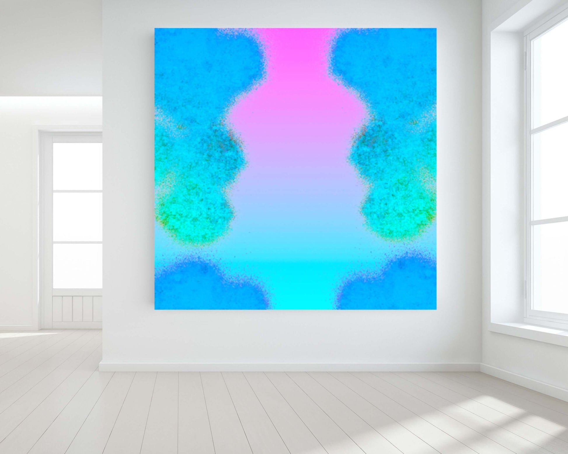 Pink and Blue Lava Lamp Shapes “Forever Now” Abstract Art Canvas Print Wall Art large Canvas on Wall