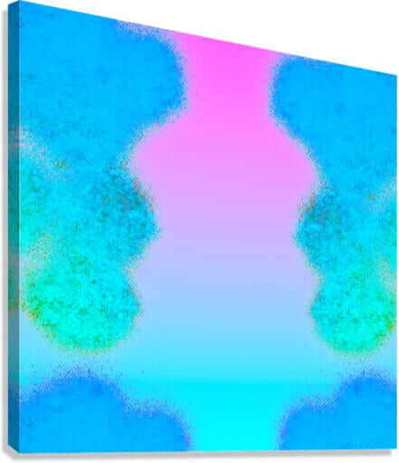 Pink and Blue Lava Lamp Shapes “Forever Now” Abstract Art Canvas Print Wall Art Side View