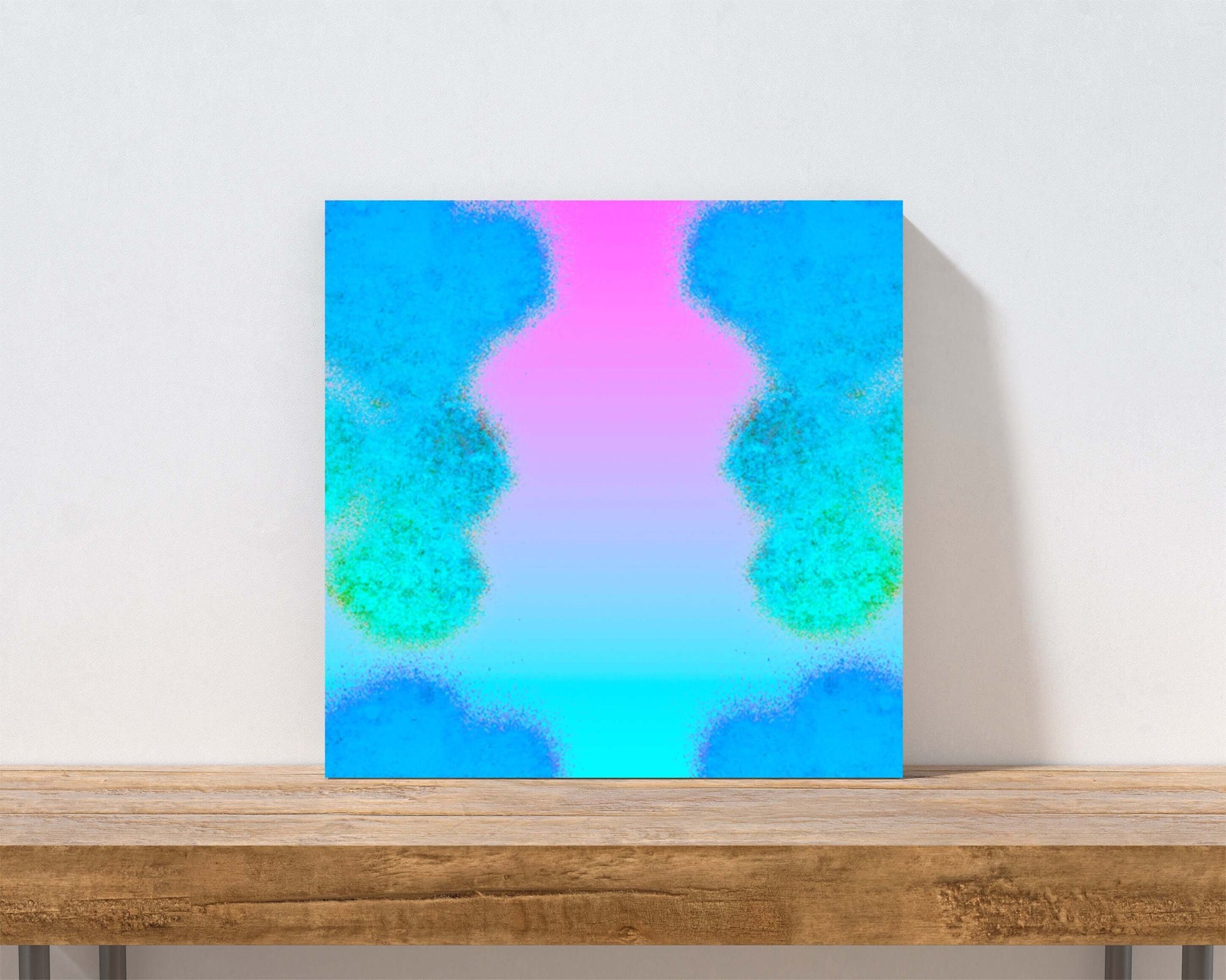 Pink and Blue Lava Lamp Shapes “Forever Now” Abstract Art Canvas Print Wall Art Small Canvas on Shelf
