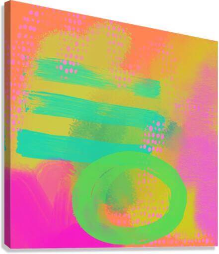 Bright Green, Orange and Pink “Hopscotch” Abstract Art Canvas Print Wall Art Side View