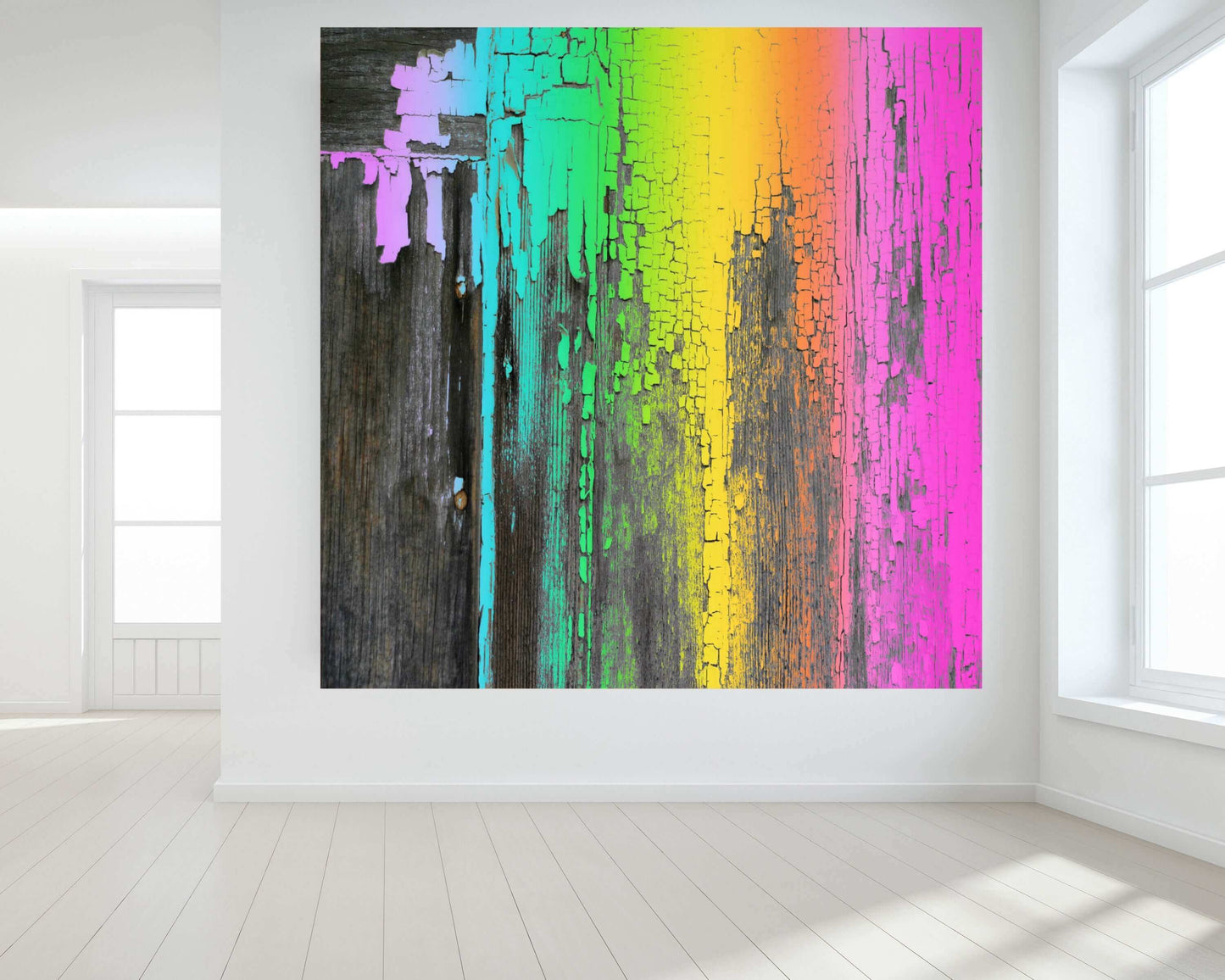 Rainbow Crackle Colorful Canvas Wall Art