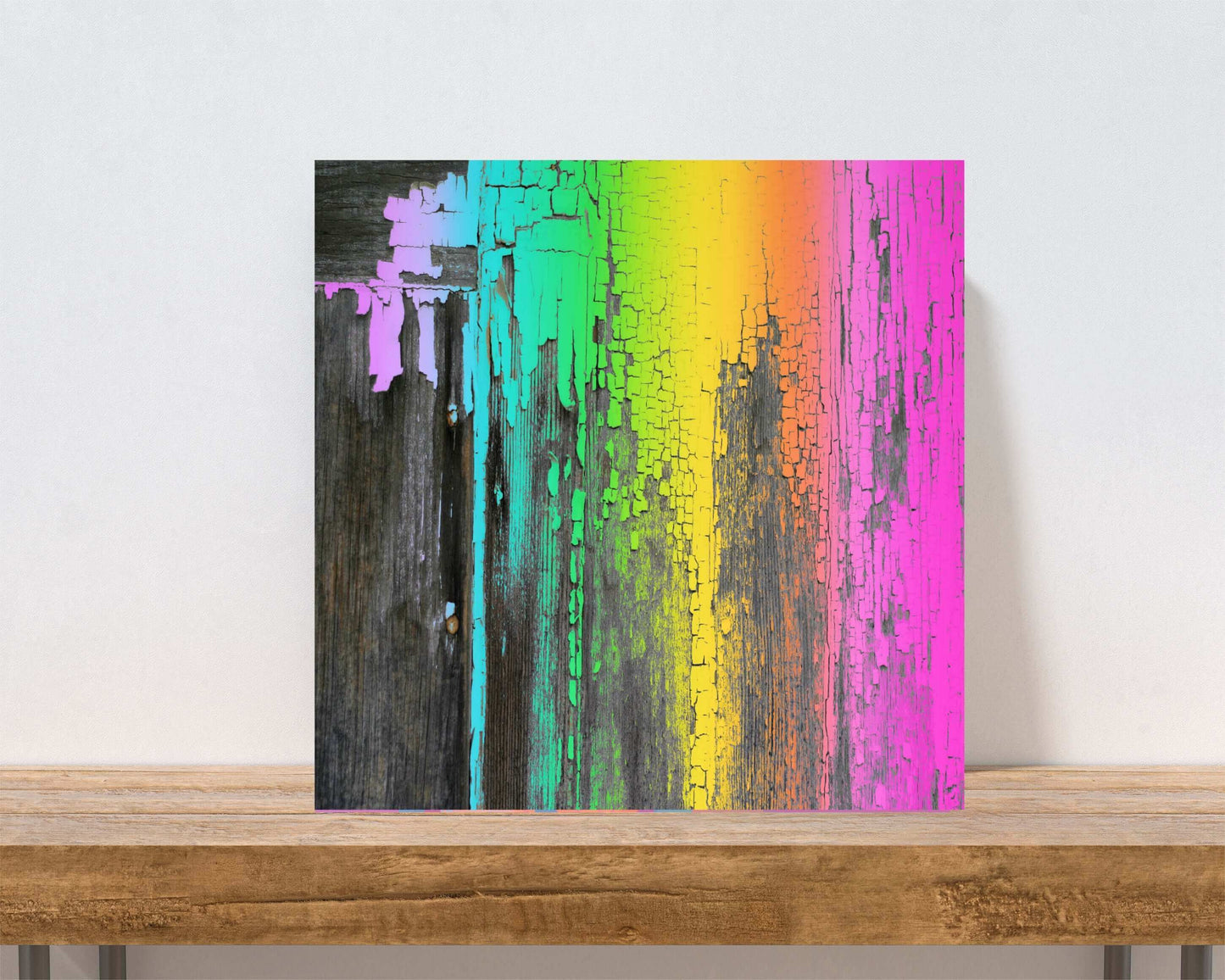 Rainbow Crackle Colorful Canvas Wall Art