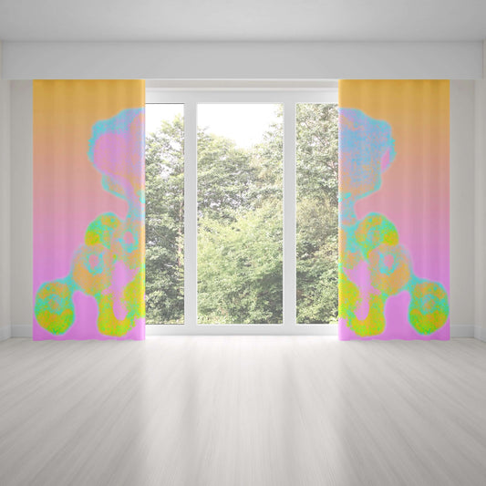 Atomic Pastel Abstract Art Unlined Colorful Window Curtains