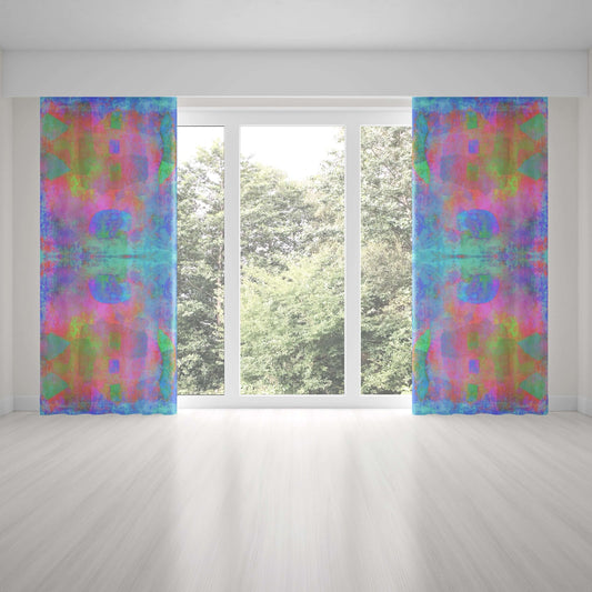 Azure Abstract Art Unlined Colorful Window Curtains