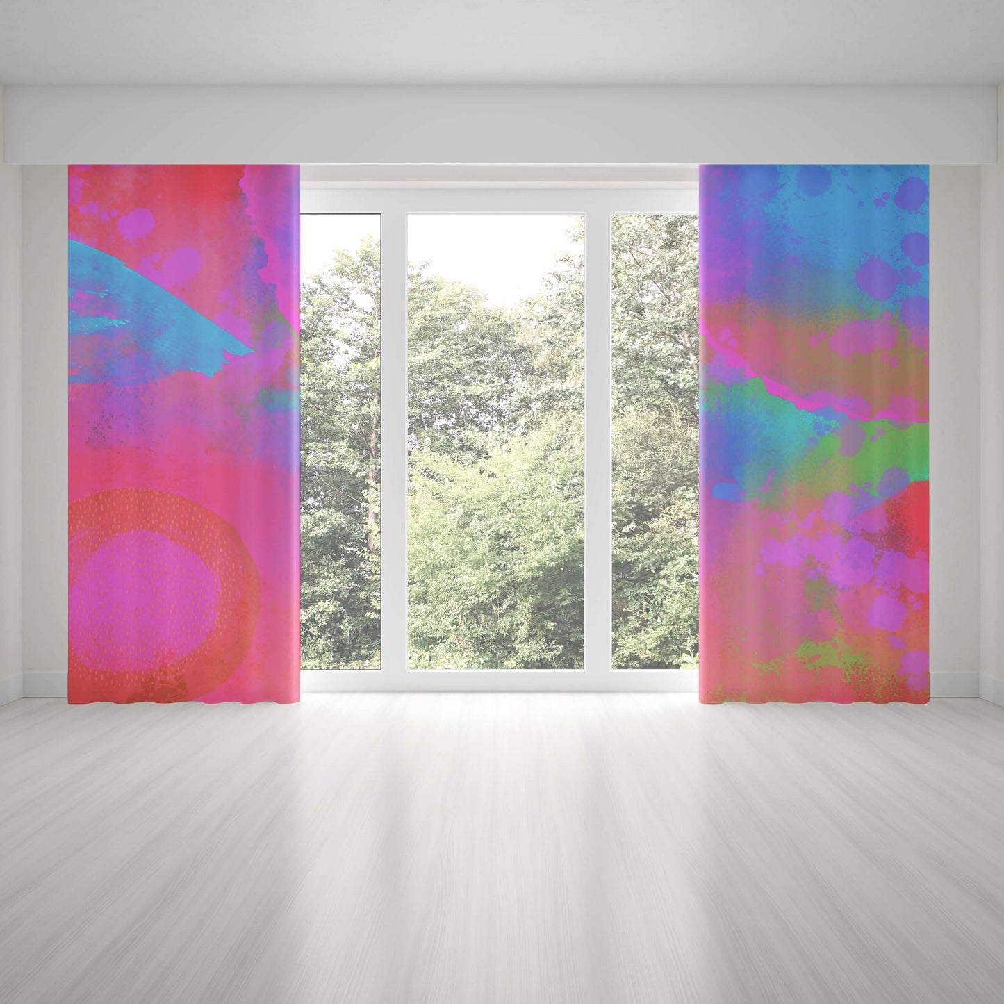 Between Worlds Abstract Art Unlined Colorful Window Curtains