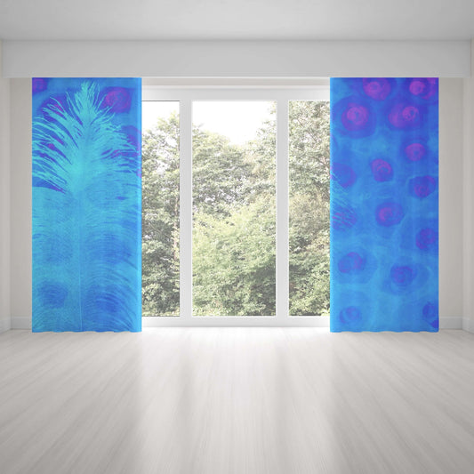 Bluebell Abstract Art Unlined Colorful Window Curtains