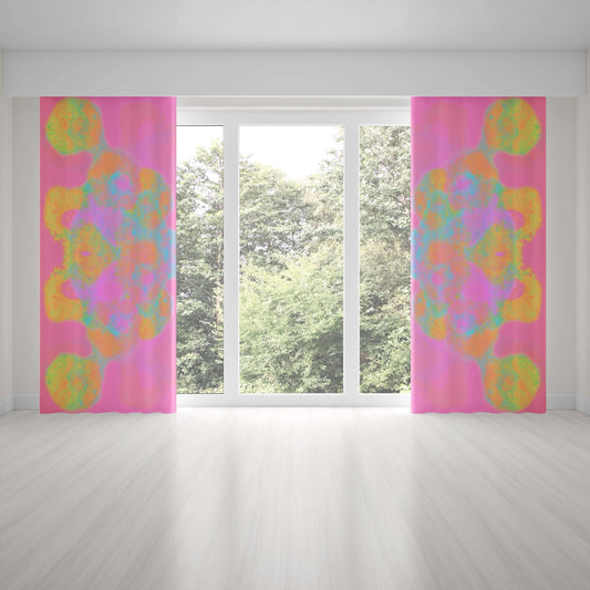 Double the Fun Abstract Art Unlined Colorful Window Curtains