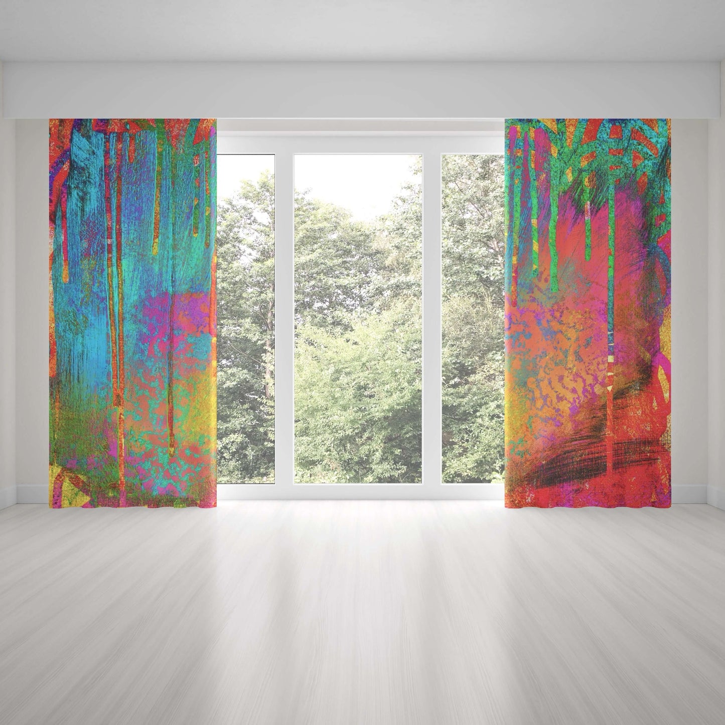 Into the Beyond Abstract Art Unlined Colorful Window Curtains