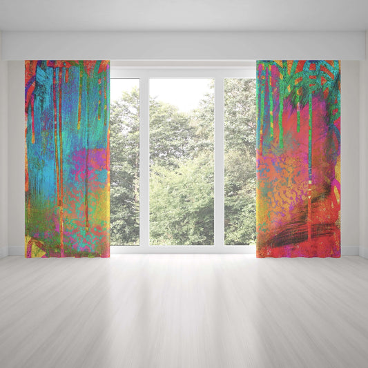 Into the Beyond Abstract Art Unlined Colorful Window Curtains