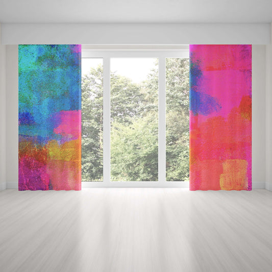 Monaco Abstract Art Unlined Colorful Window Curtains