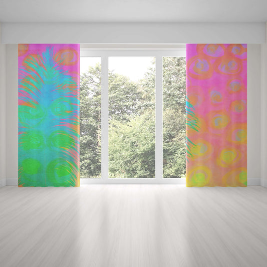 My Other Half Abstract Art Unlined Colorful Window Curtains