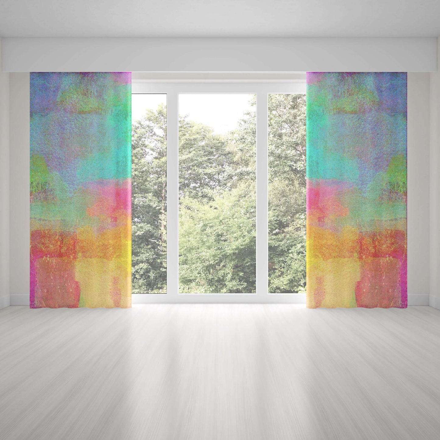 Pastel Fields Abstract Art Unlined Colorful Window Curtains