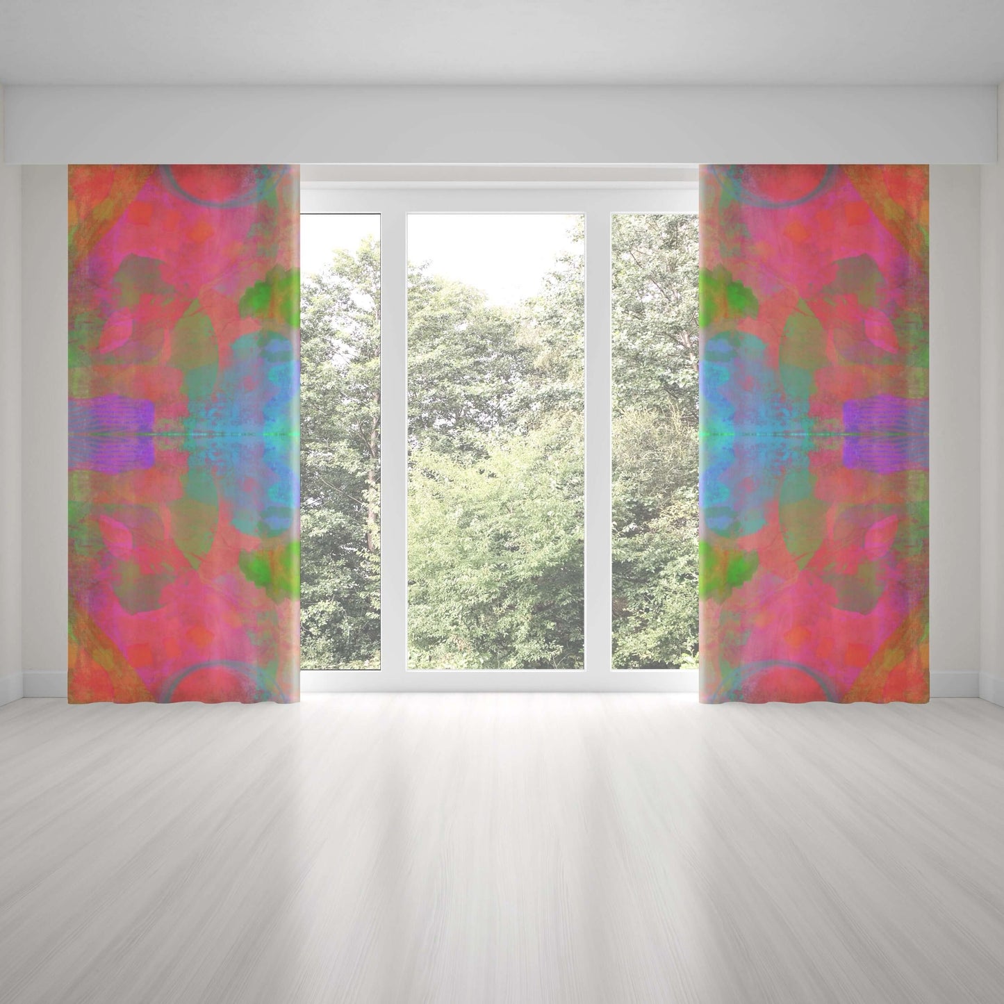 Persimmon Abstract Art Unlined Colorful Window Curtains