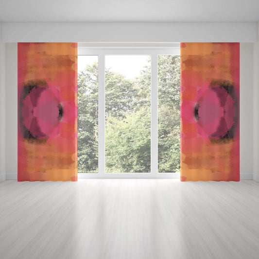 Samurai Abstract Art Unlined Colorful Window Curtains