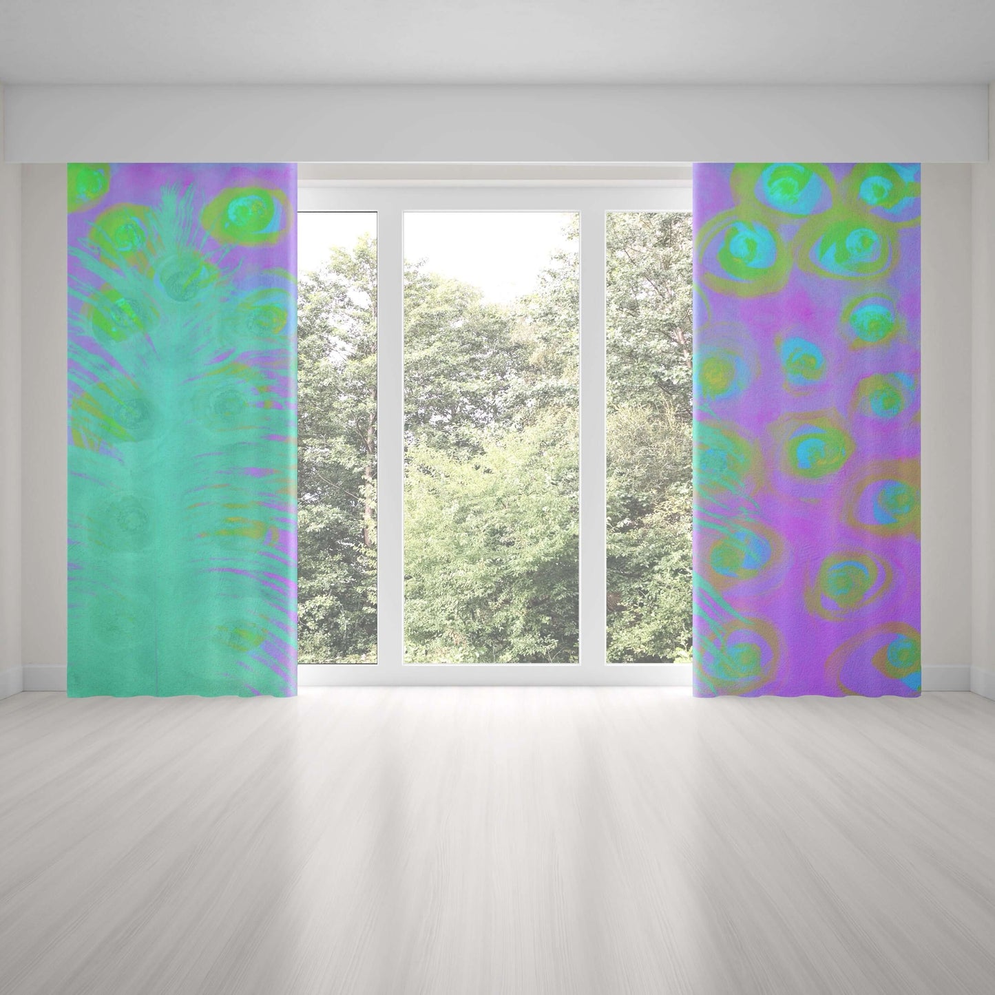 Mint Julep Abstract Art Unlined Colorful Window Curtains