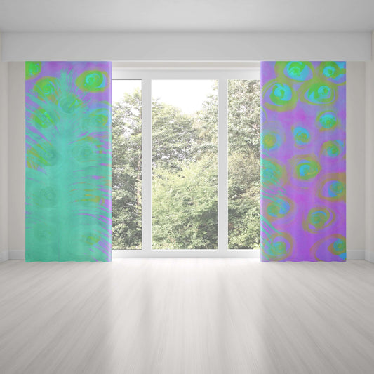 Mint Julep Abstract Art Unlined Colorful Window Curtains