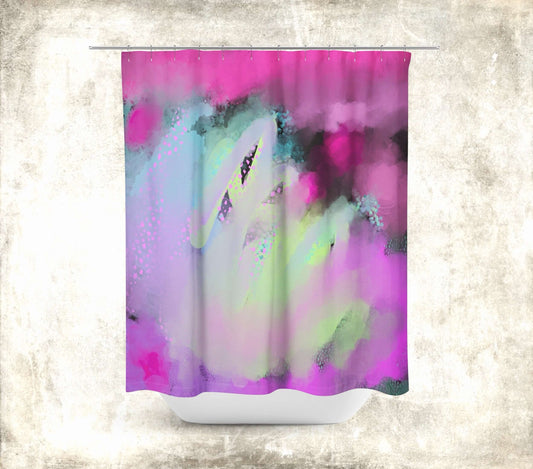 Viva Magenta Abstract Art Colorful Shower Curtain