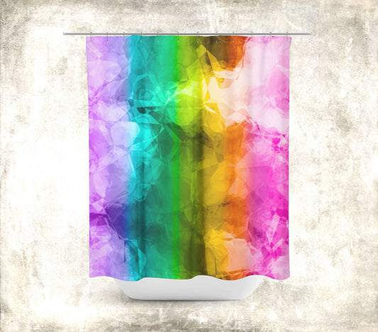 Rainbow Crumple Abstract Art Colorful Shower Curtain