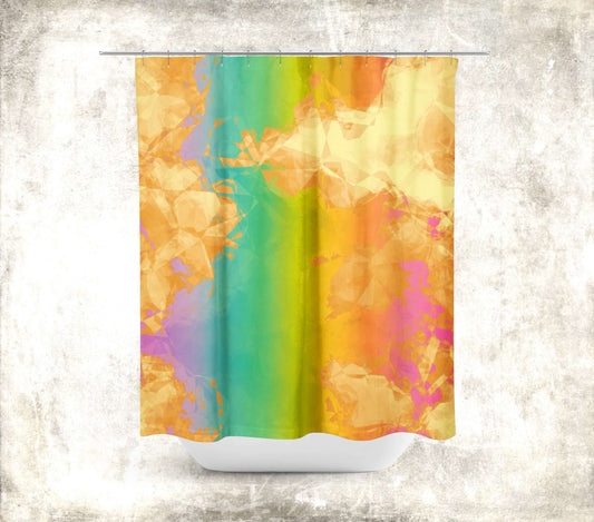 Rainbow Geode Abstract Art Colorful Shower Curtain