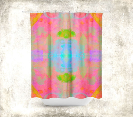 Persimmon Abstract Art Colorful Shower Curtain