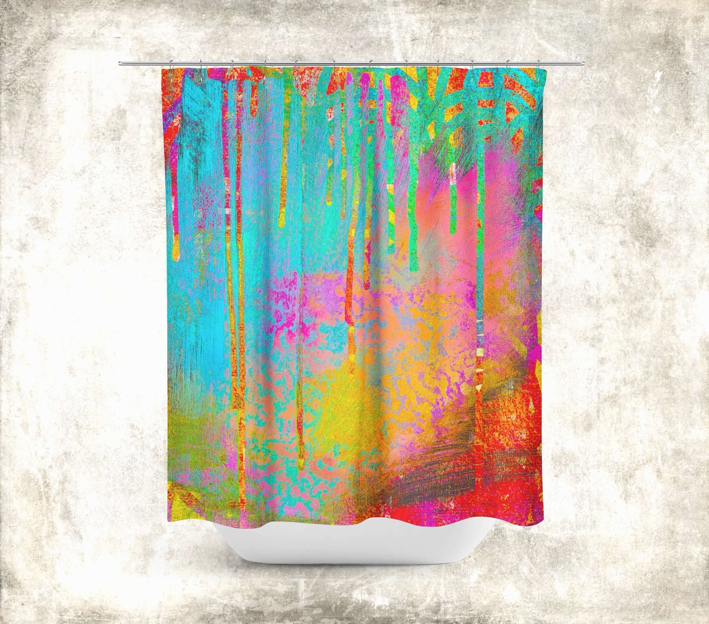 Into the Beyond Abstract Art Colorful Shower Curtain