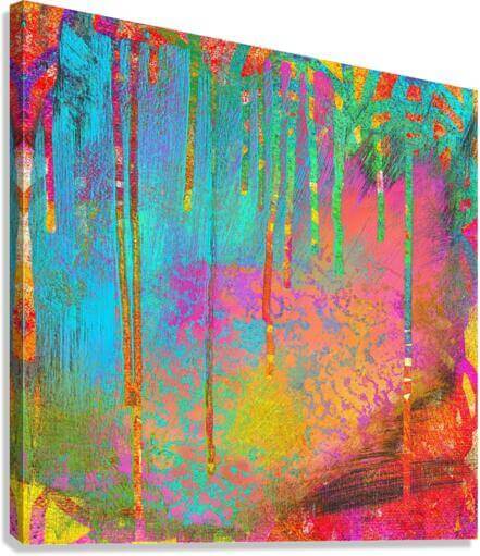 Paint Drips on Colorful Background “Into the Beyond” Abstract Art Canvas Print Wall Art Side View