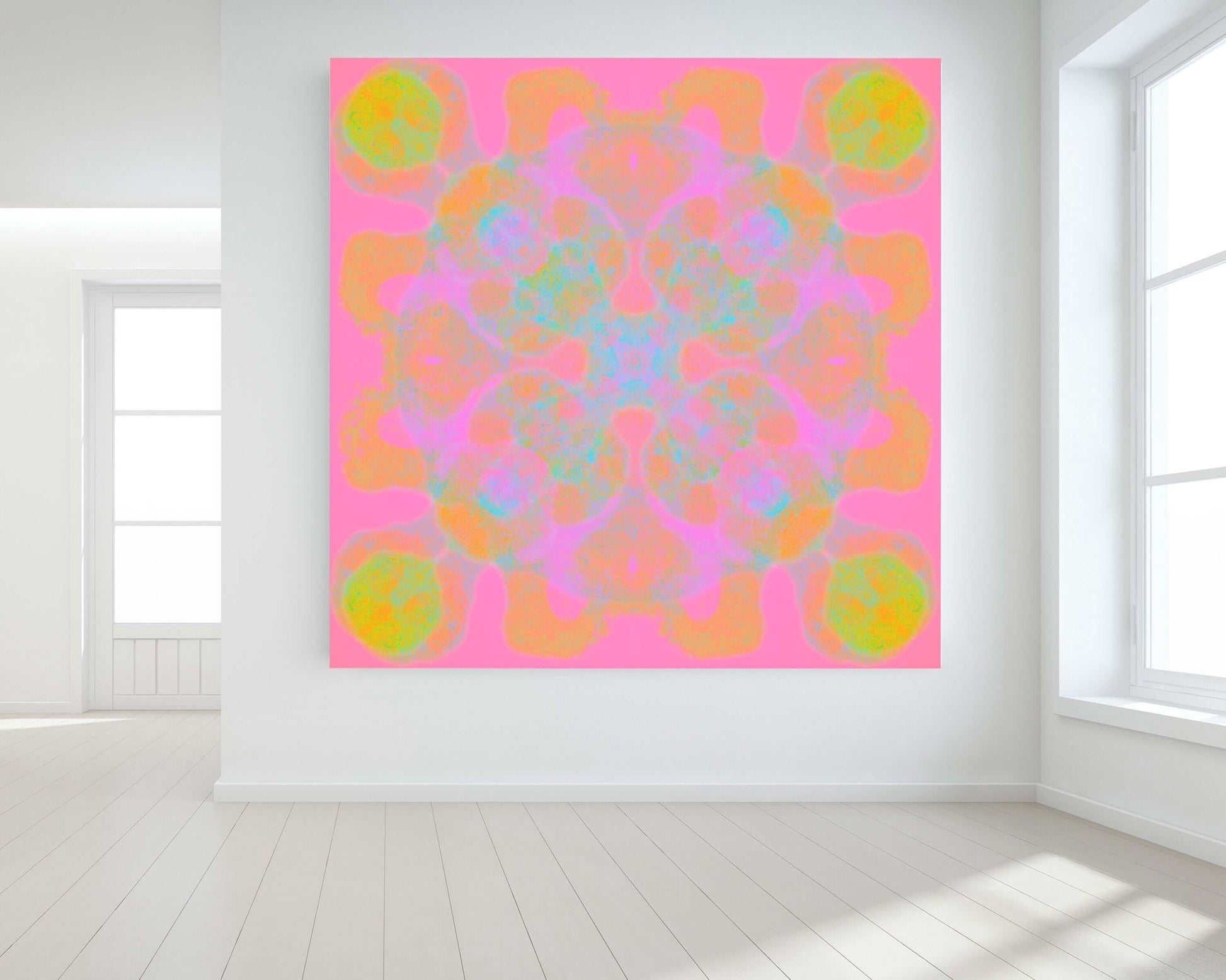 Pink Kaleidoscope Fractal “Mandala” Canvas Print Wall Art Large Canvas on Wall