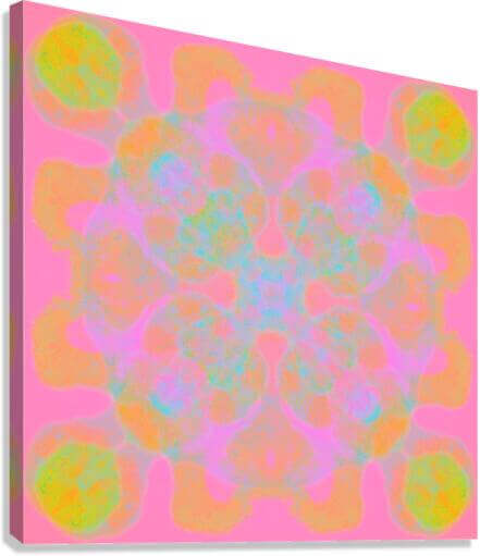 Pink Kaleidoscope Fractal “Mandala” Canvas Print Wall Art Side View