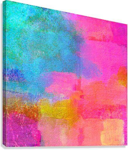 Bold Pink and Blue “Monaco” Abstract Art Canvas Print Wall Art Side View