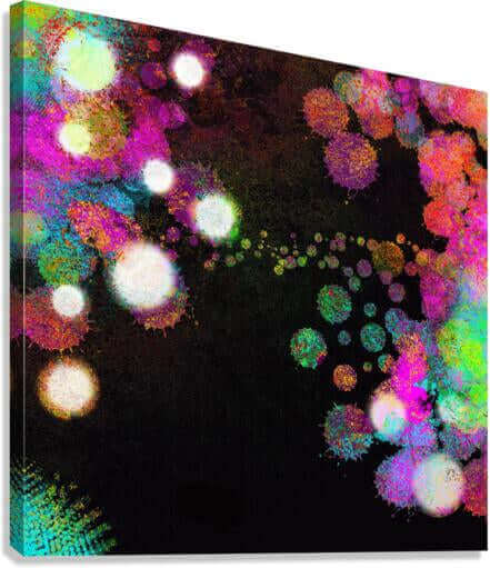 Black Abstract Colorful Lights at Night “Night Crawler” Abstract Art Canvas Print Wall Art Side View