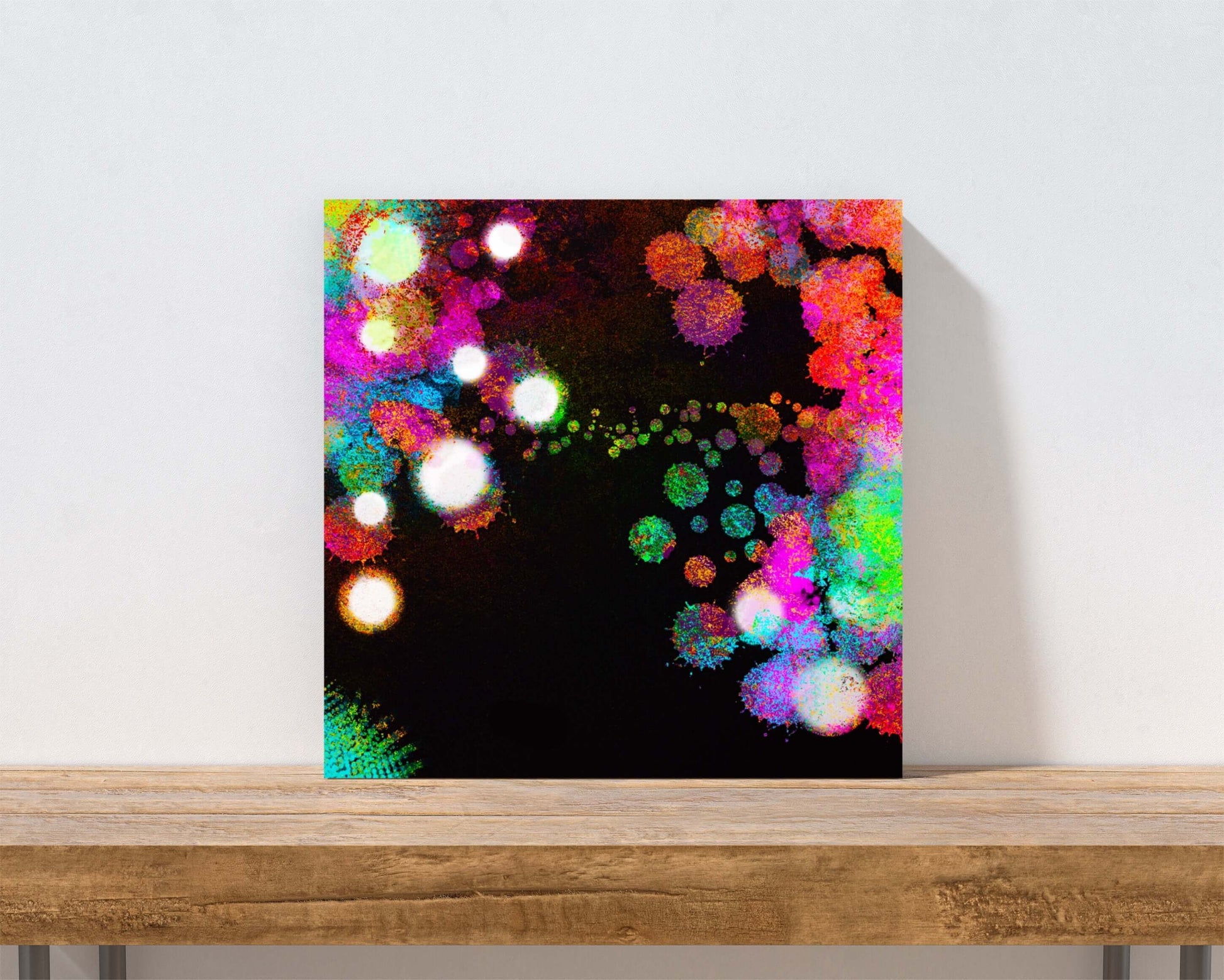 Black Abstract Colorful Lights at Night “Night Crawler” Abstract Art Canvas Print Wall Art Small Canvas on Shelf