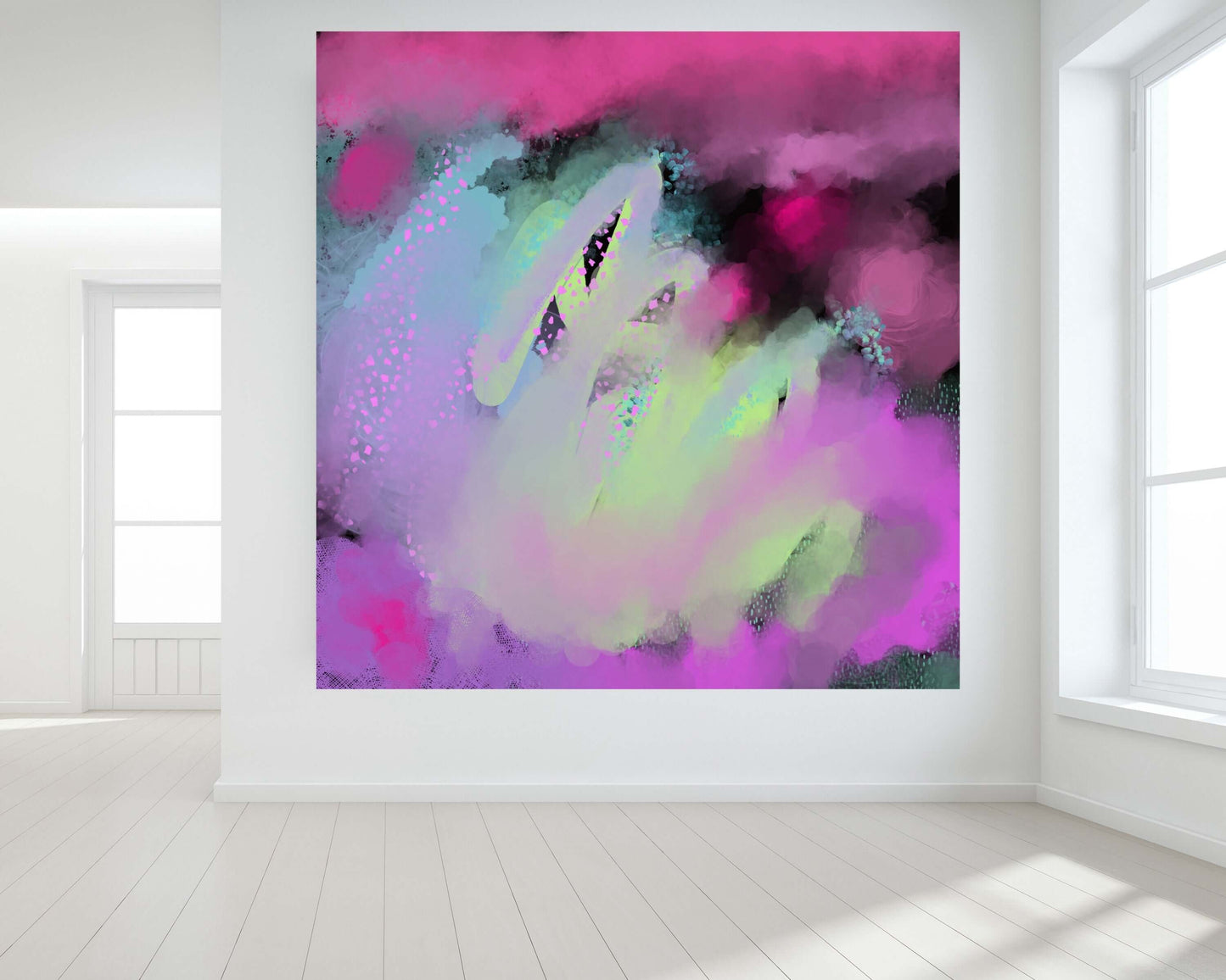 Magenta, Mint Green and Purples “Ode to Viva Magenta” Abstract Art Canvas Print Wall Art Large Canvas on Wall