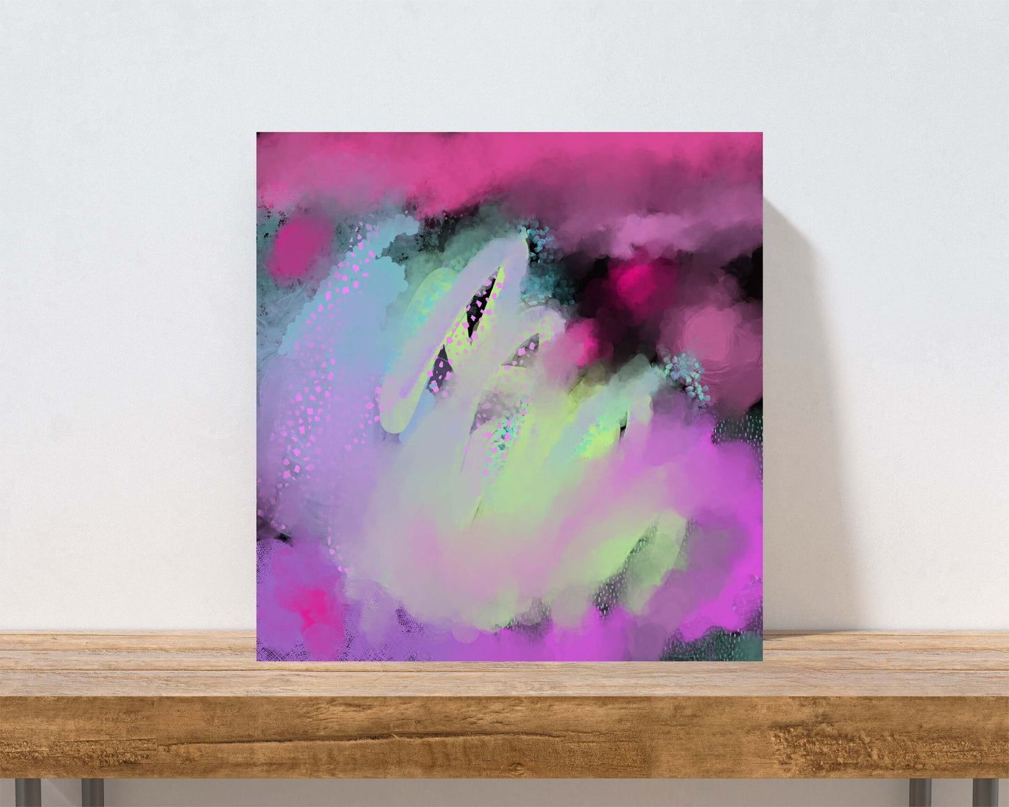 Magenta, Mint Green and Purples “Ode to Viva Magenta” Abstract Art Canvas Print Wall Art Small Canvas on Shelf