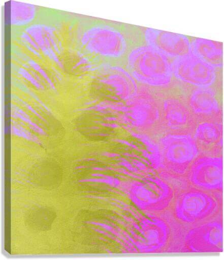 Olive Green Ostrich Feather on Pinkish-Purple Background “Olivine” Abstract Art Canvas Print Wall Art Side View