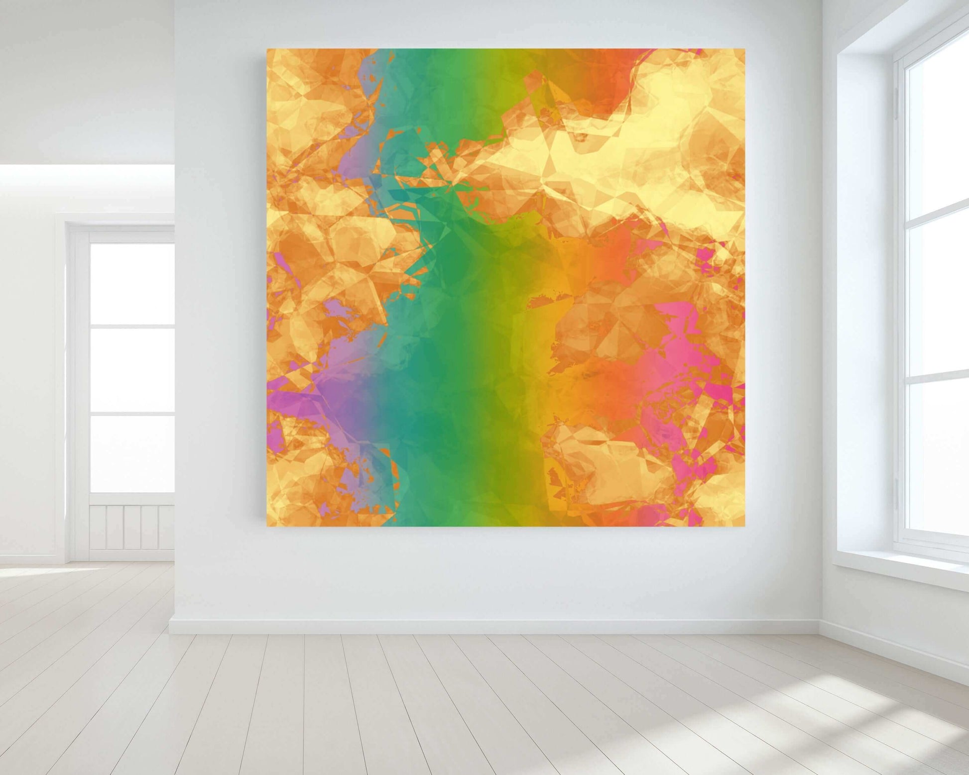 Fiery Rainbow “Rainbow Geode” Abstract Art Canvas Print Wall Art Large Canvas on Wall