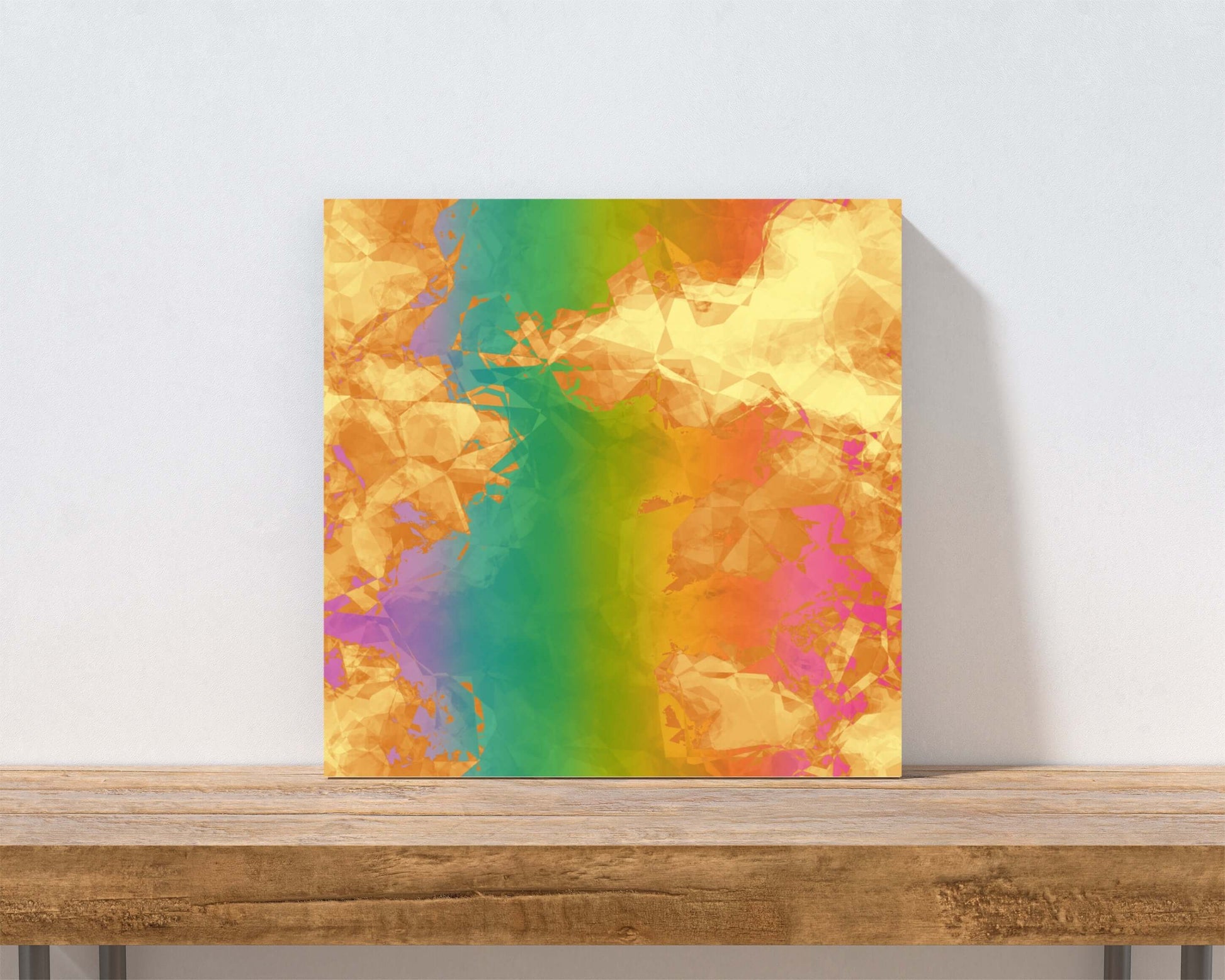 Fiery Rainbow “Rainbow Geode” Abstract Art Canvas Print Wall Art Small Canvas on Shelf
