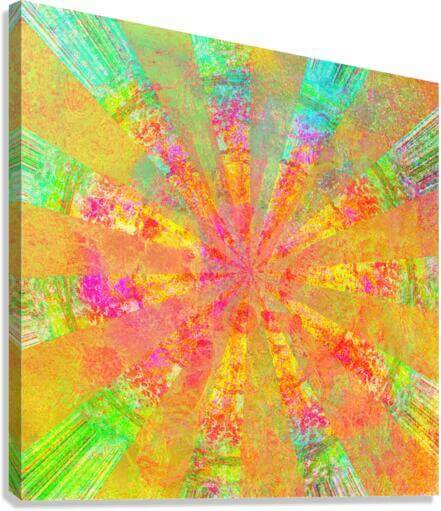 Fractal Orange and Green Kaleidoscope “Stingray” Abstract Art Canvas Print Wall Art Side View
