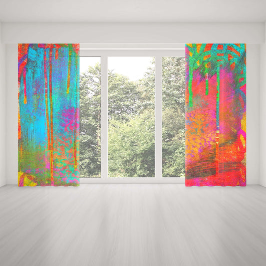 Paint Drips on Colorful Background “Into the Beyond” Abstract Art Colorful Window Curtains