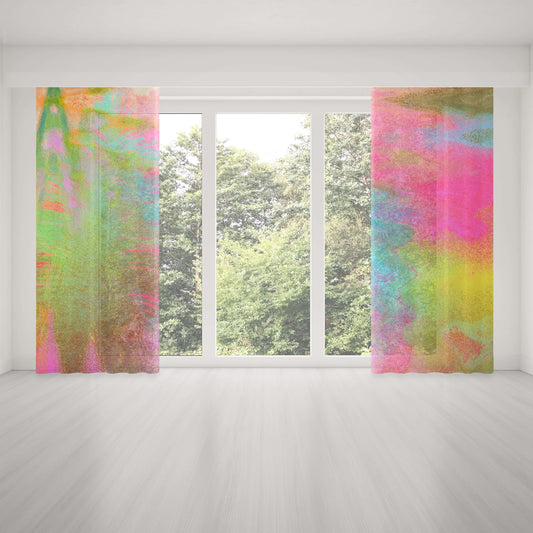 Pastel Tropical Storms “Miami Storms” Abstract Art Colorful Window Curtains