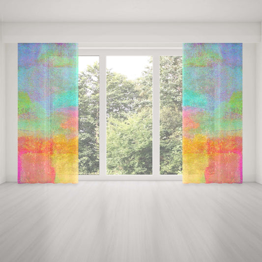Pastel Abstract “Pastel Fields” Abstract Art Colorful Window Curtains