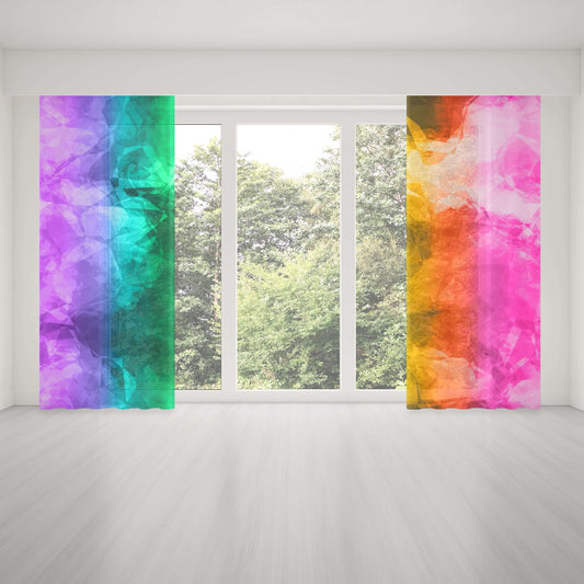 Rainbow Colors on a Crumpled Texture Background “Rainbow Crumple” Abstract Art Colorful Window Curtains