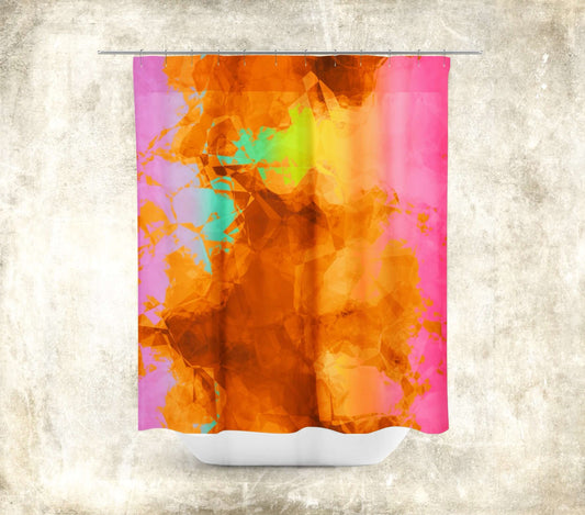 Abstract Smoky Rainbow on Brown Background “Burnt Rainbow Crumple” Abstract Art Colorful Shower Curtain