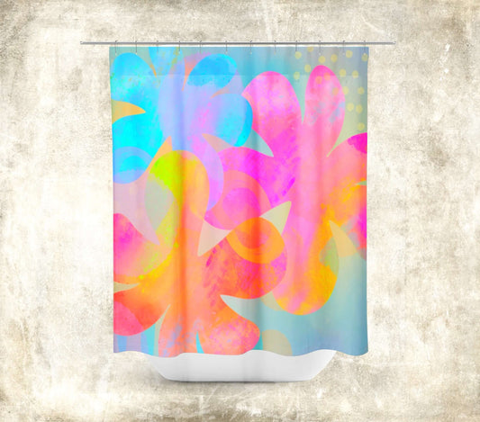 Big Colorful 1960s Psychedelic “Hippie Flowers” Colorful Shower Curtain